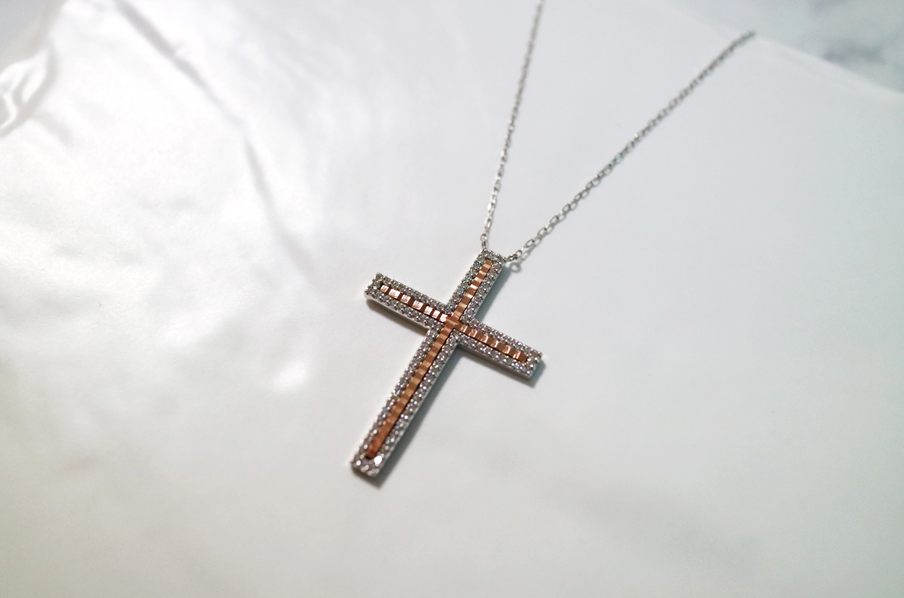 18k drop cross necklace Women 14k 14k friend 14k l