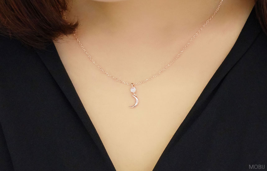 14K 18K Moonstone Moon Necklace Proposal Jewelry S