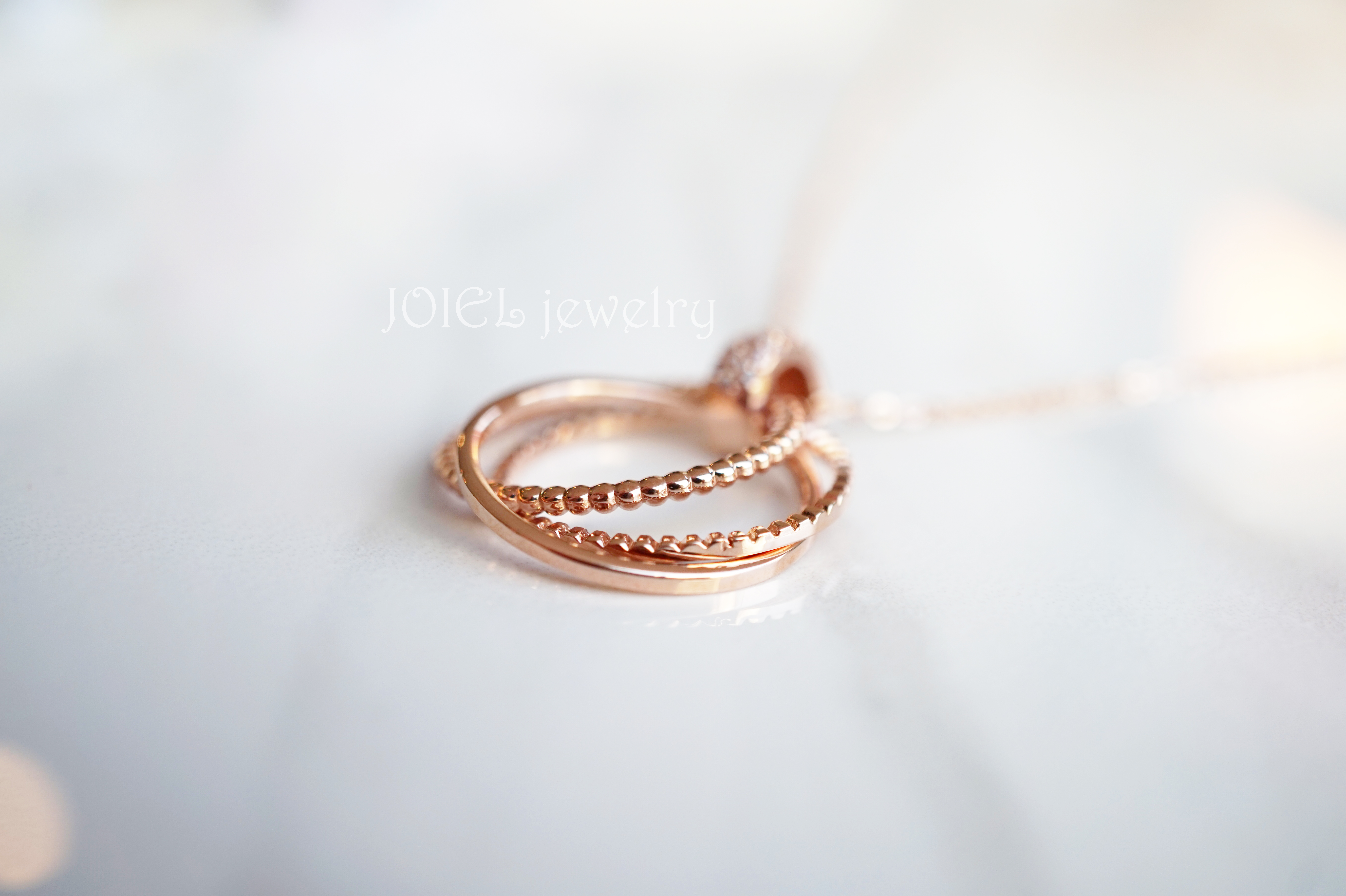 18k Triple Ring Necklace Woman Gift 14k Gold Frien