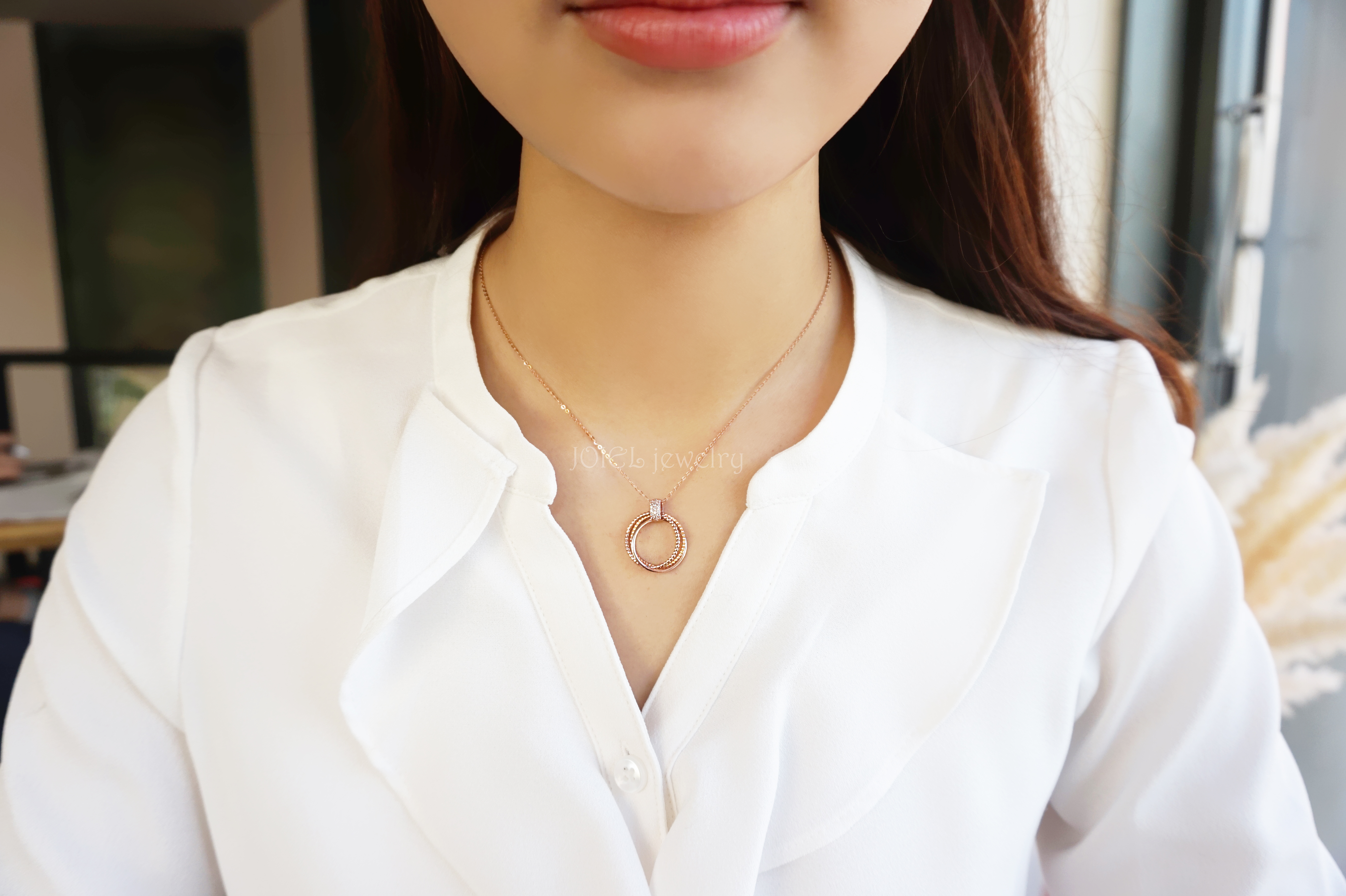 18k Triple Ring Necklace Woman Gift 14k Gold Frien