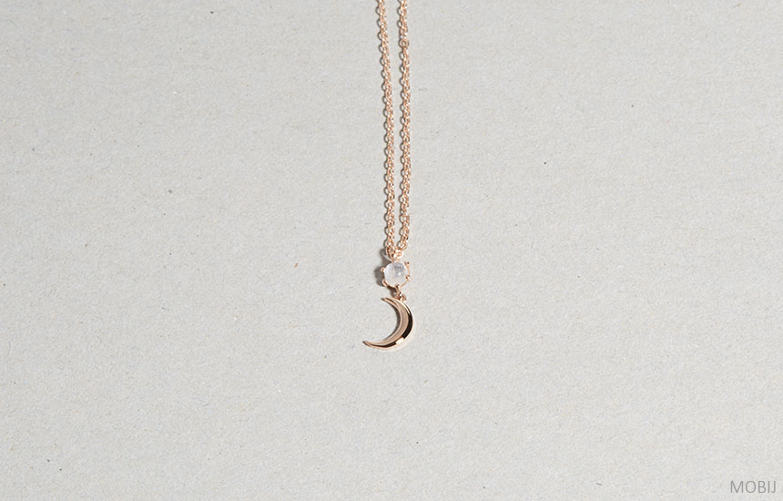 14K 18K Moonstone Moon Necklace Proposal Jewelry S