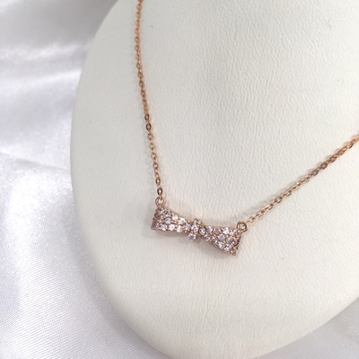 Louisiana Ribbon Cubic Necklace 14k 18k Unique Sen