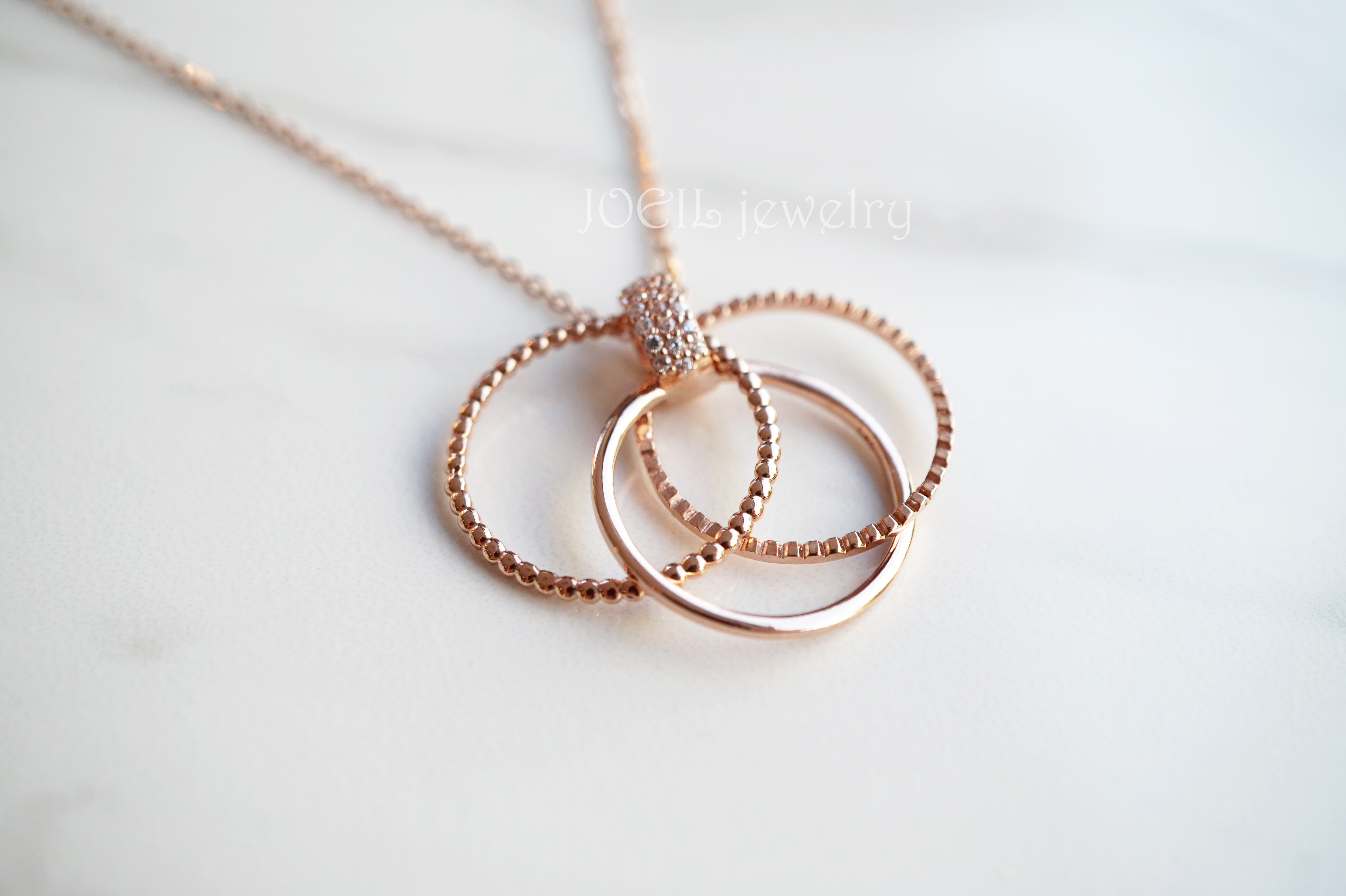18k Triple Ring Necklace Woman Gift 14k Gold Frien