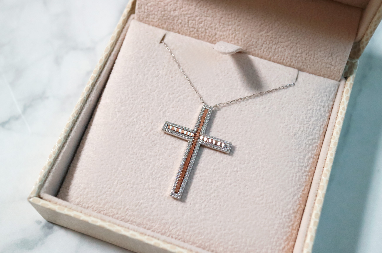 18k drop cross necklace Women 14k 14k friend 14k l