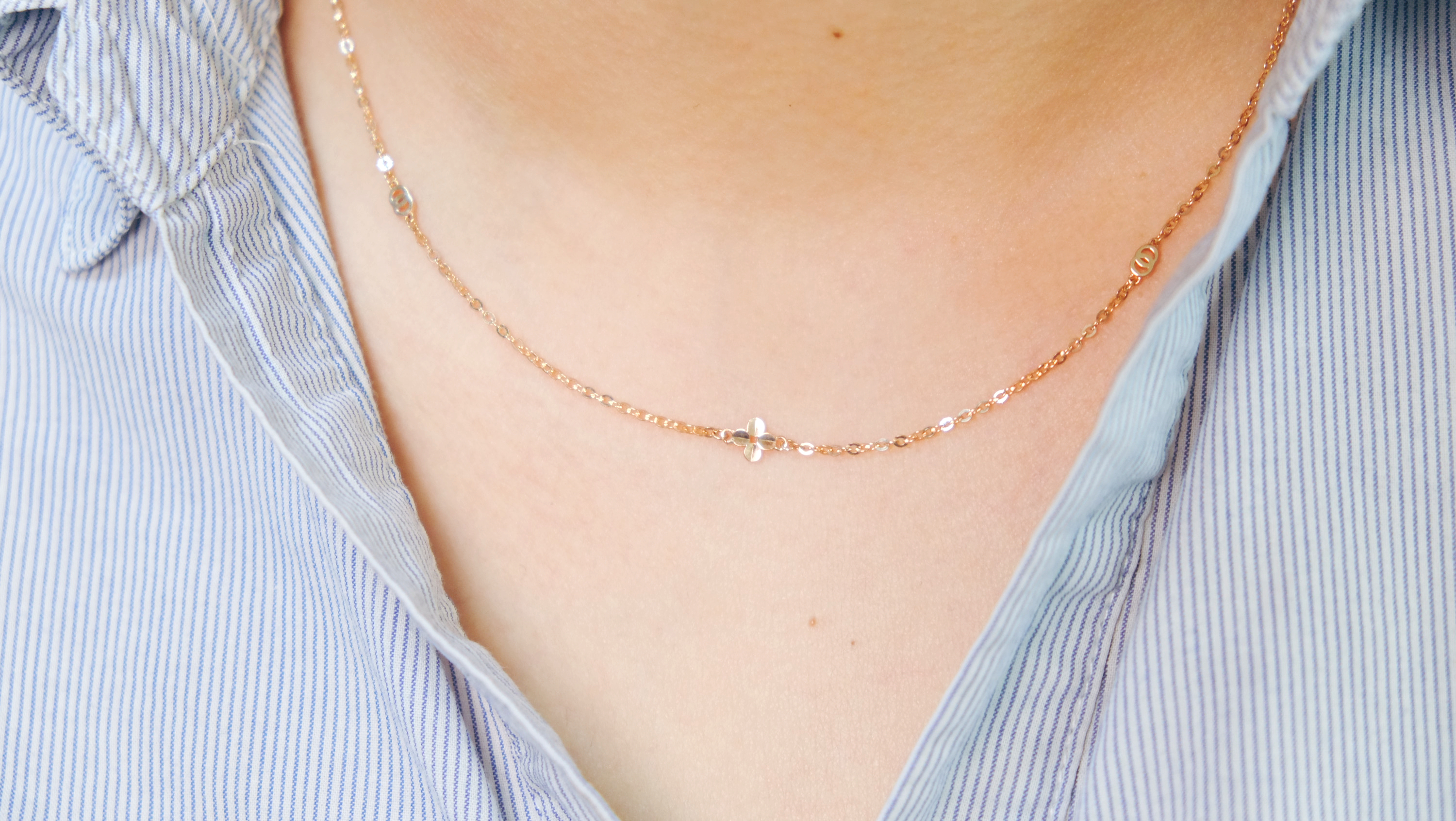 Chlober necklace pink gold Petit Design 14k chain