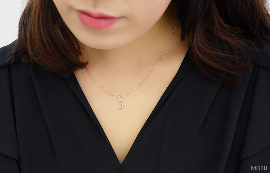 14K 18K Moonstone Moon Necklace Proposal Jewelry S