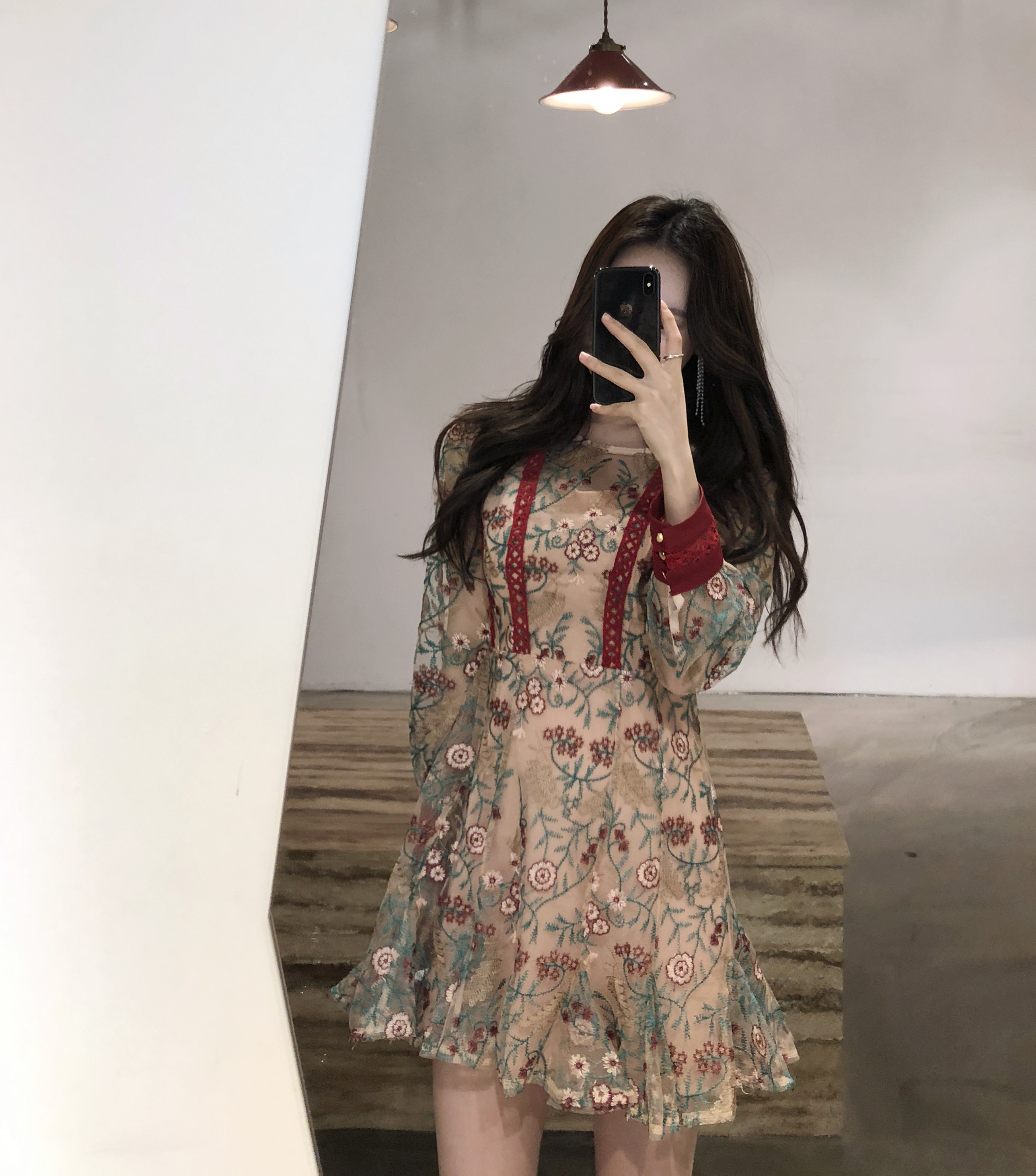 Baby pink embroidered dress Charming style Feminin