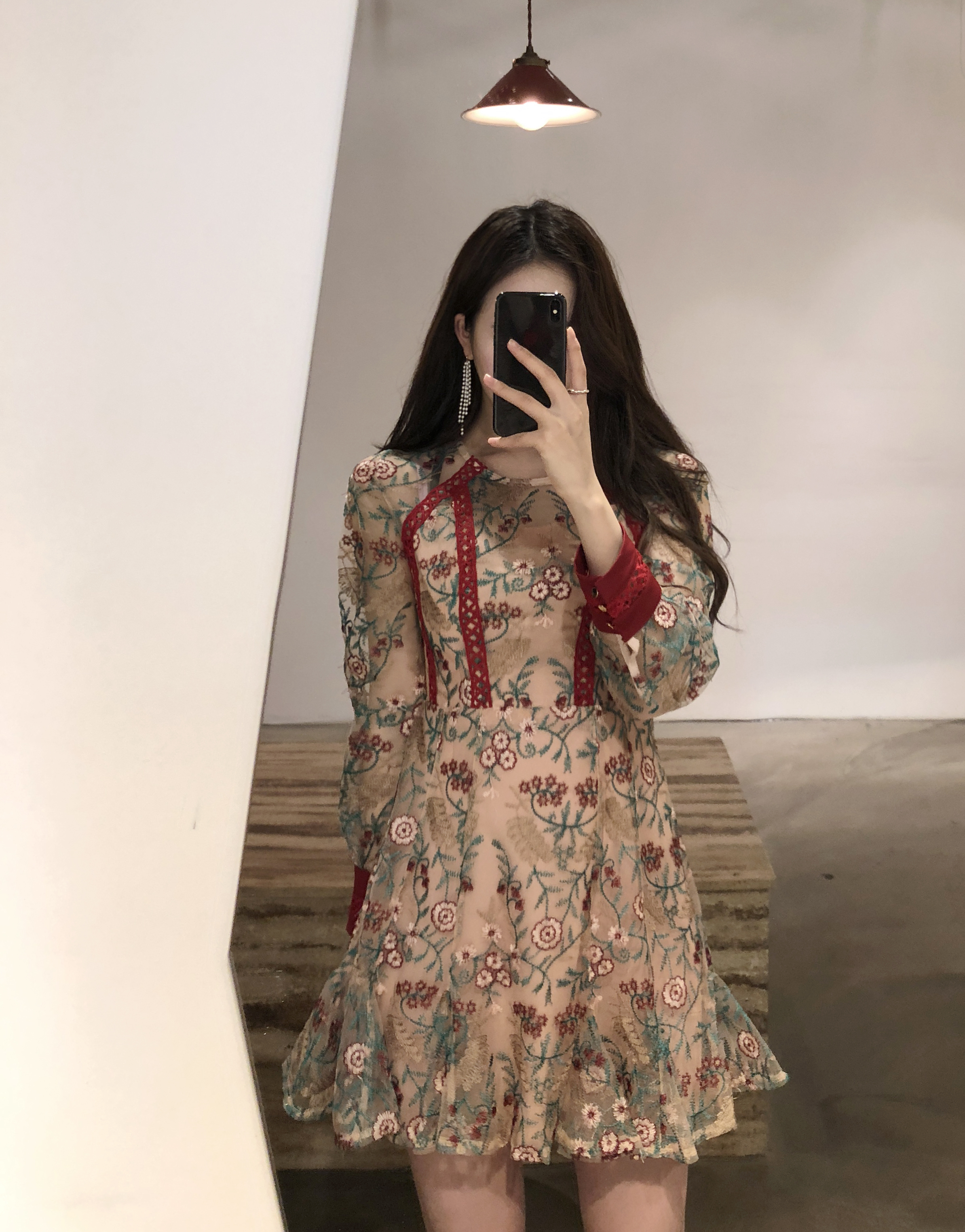 Baby pink embroidered dress Charming style Feminin