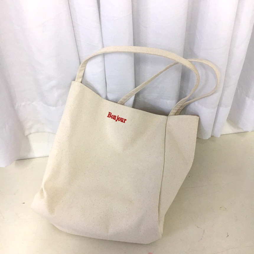 <b><p>Bonjour Embroidery Eco Bag Women in their</p></b><b><p>ボンジュール刺繍エコバック20代の女性収納力が良いレタリング男女共用インスタファッションカジュアル</p></b><br /><br /><p align='center'>