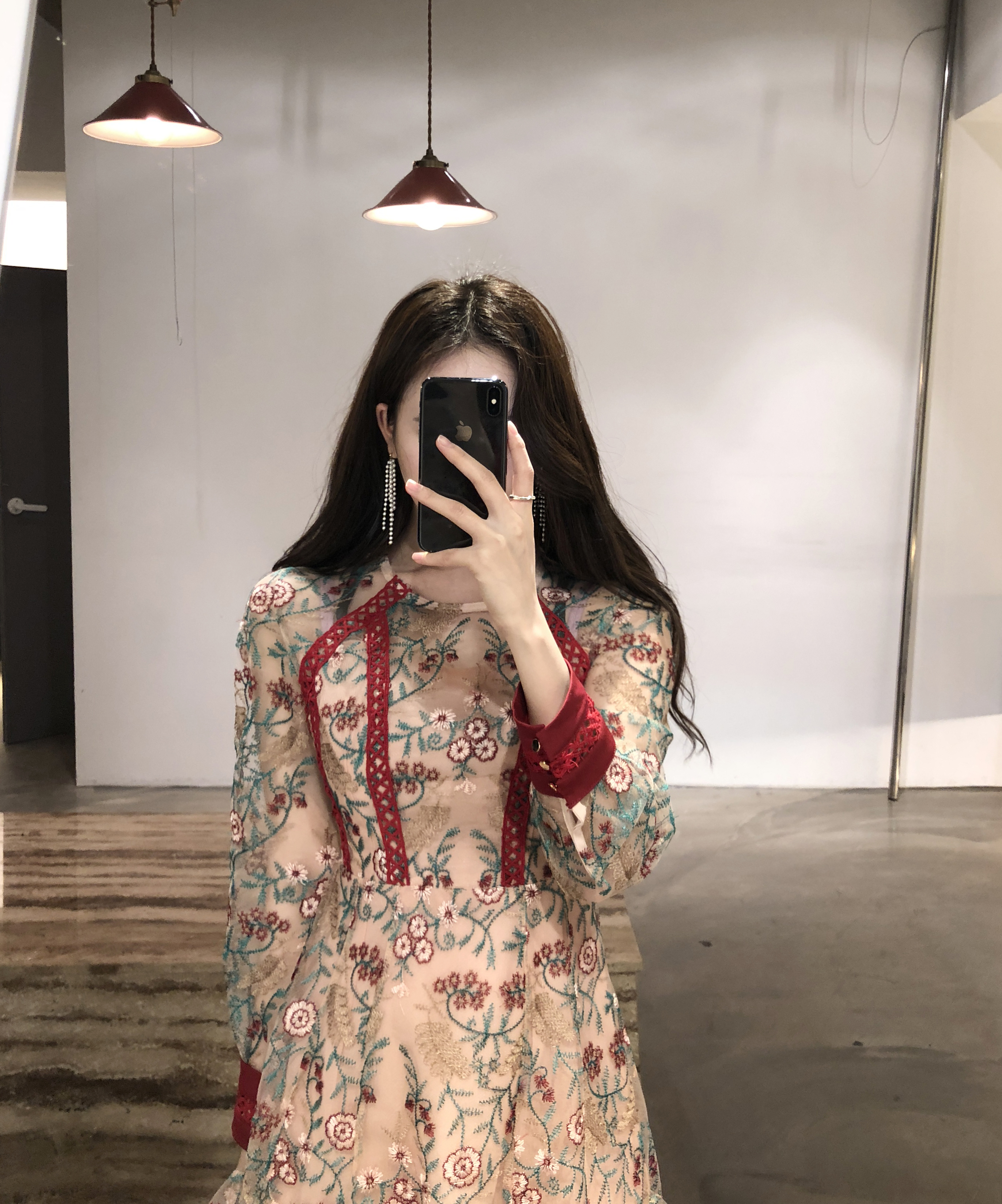 Baby pink embroidered dress Charming style Feminin