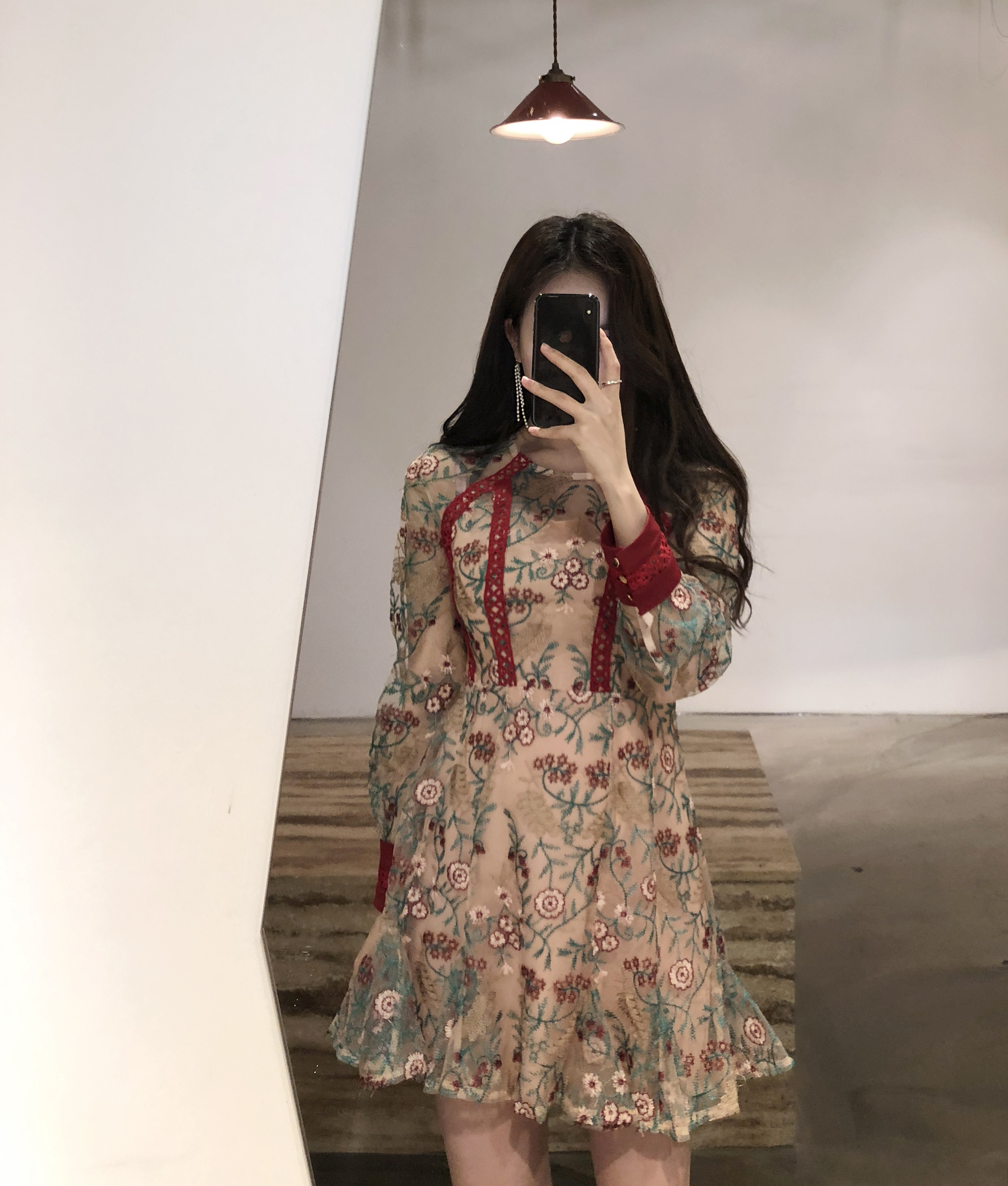 Baby pink embroidered dress Charming style Feminin