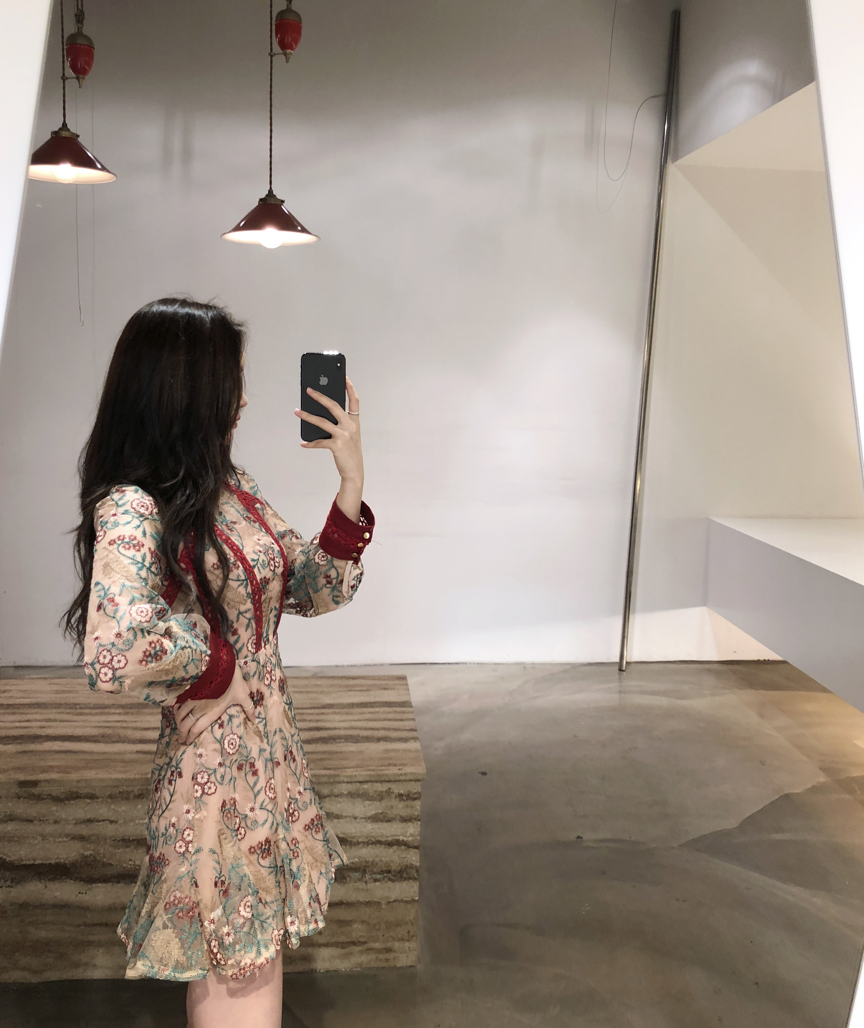 Baby pink embroidered dress Charming style Feminin