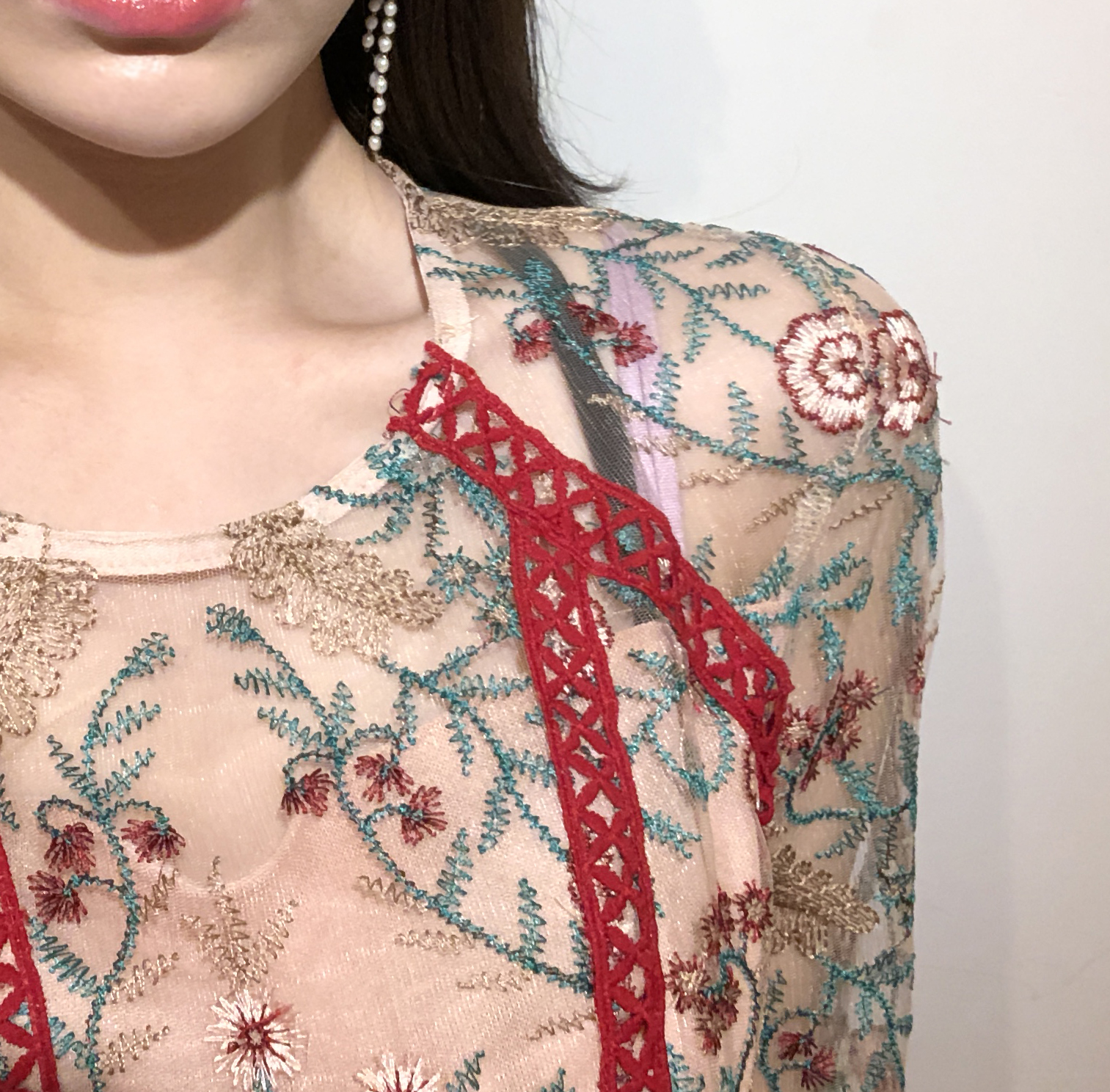 Baby pink embroidered dress Charming style Feminin