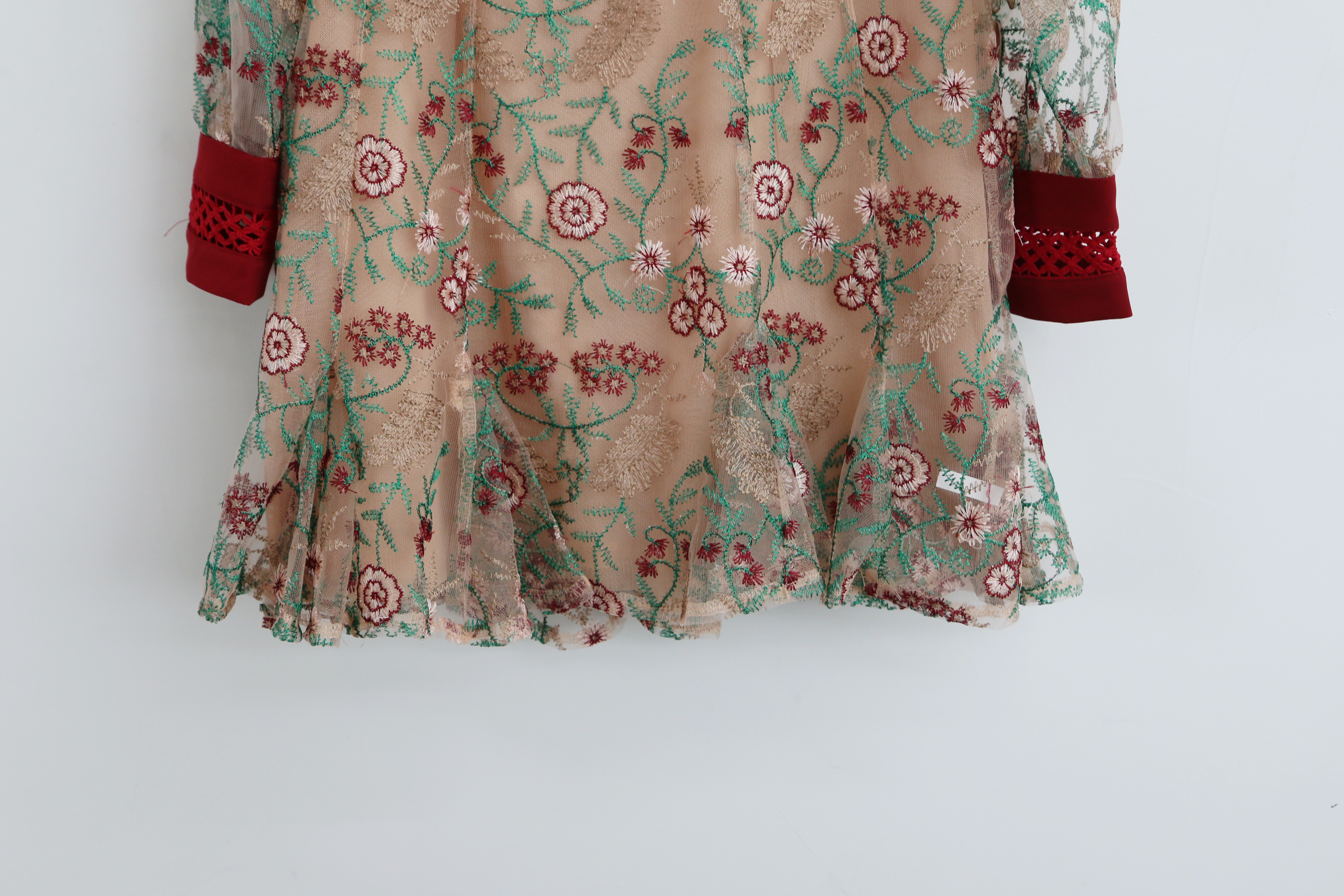 Baby pink embroidered dress Charming style Feminin