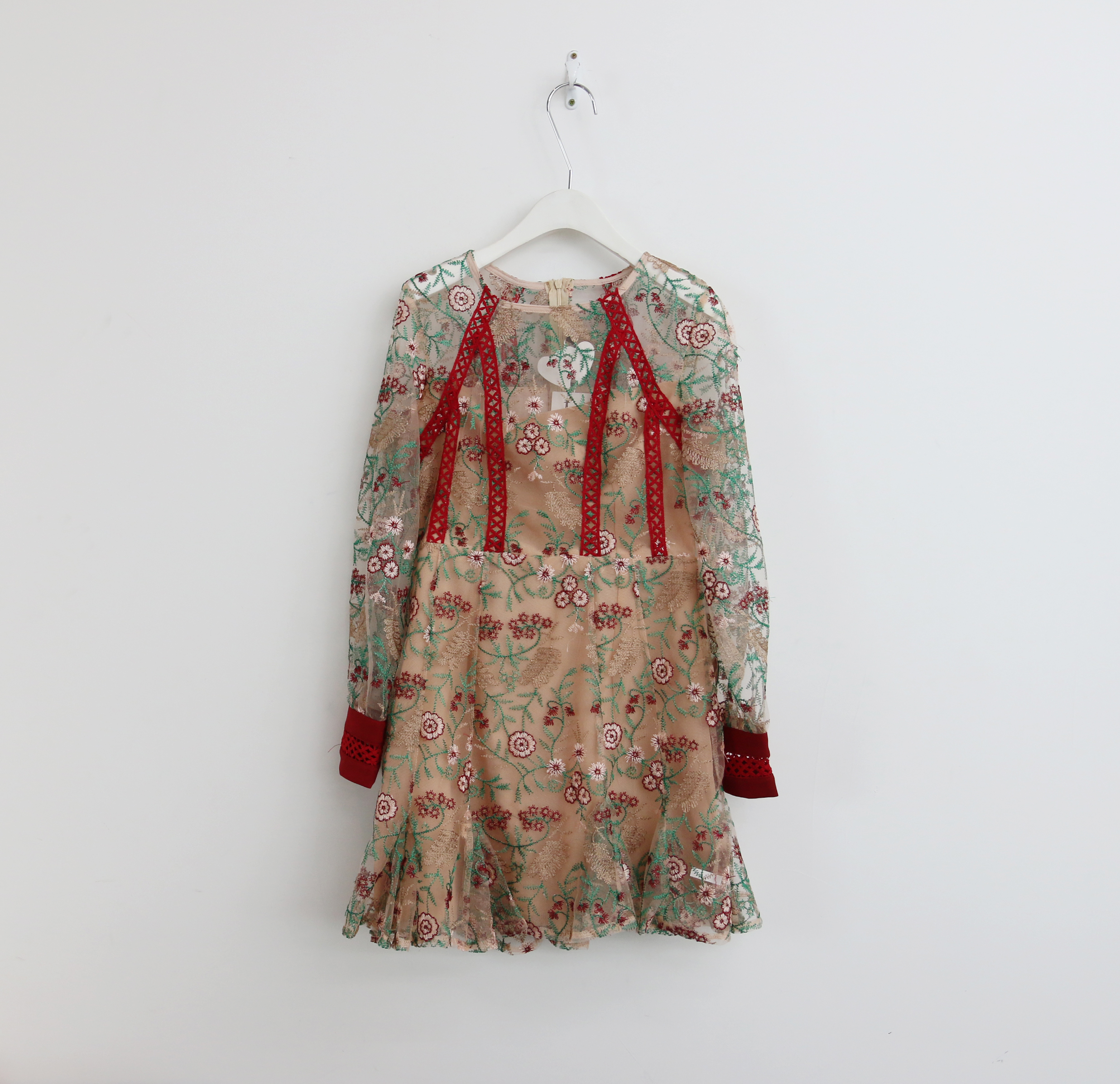 Baby pink embroidered dress Charming style Feminin