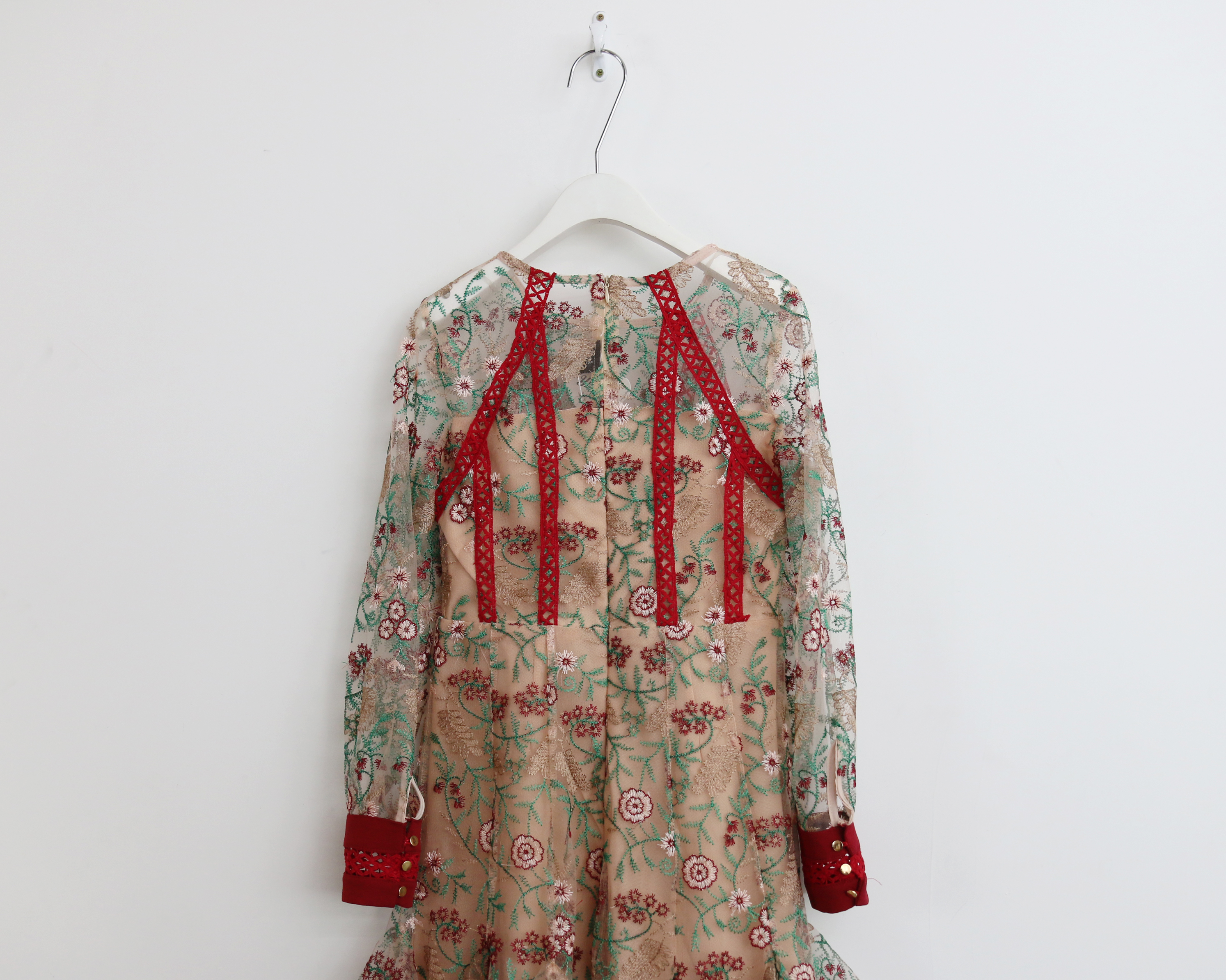 Baby pink embroidered dress Charming style Feminin