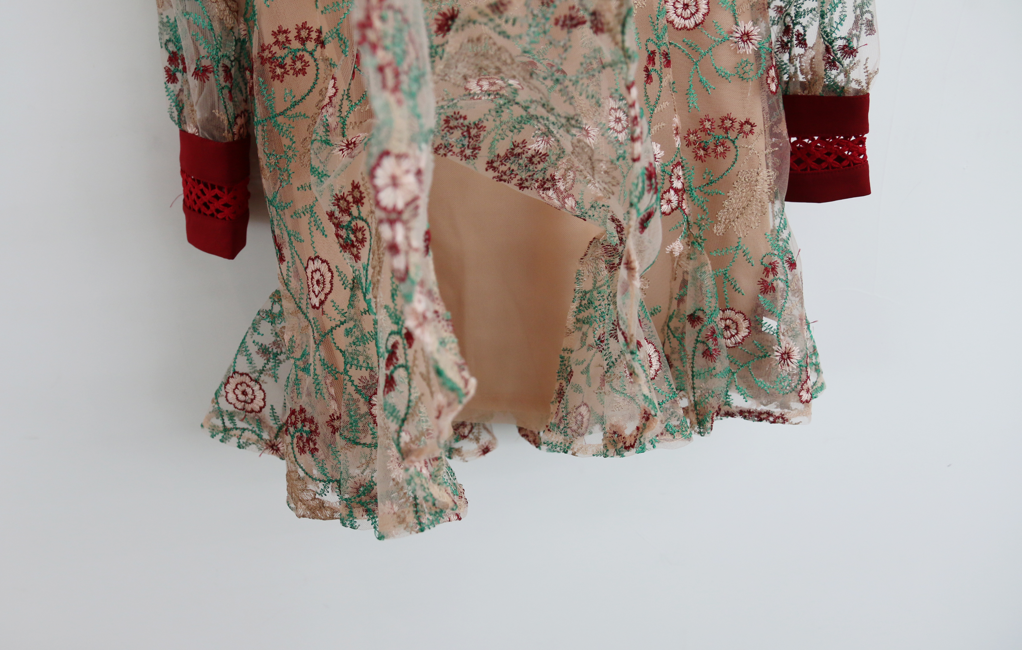 Baby pink embroidered dress Charming style Feminin