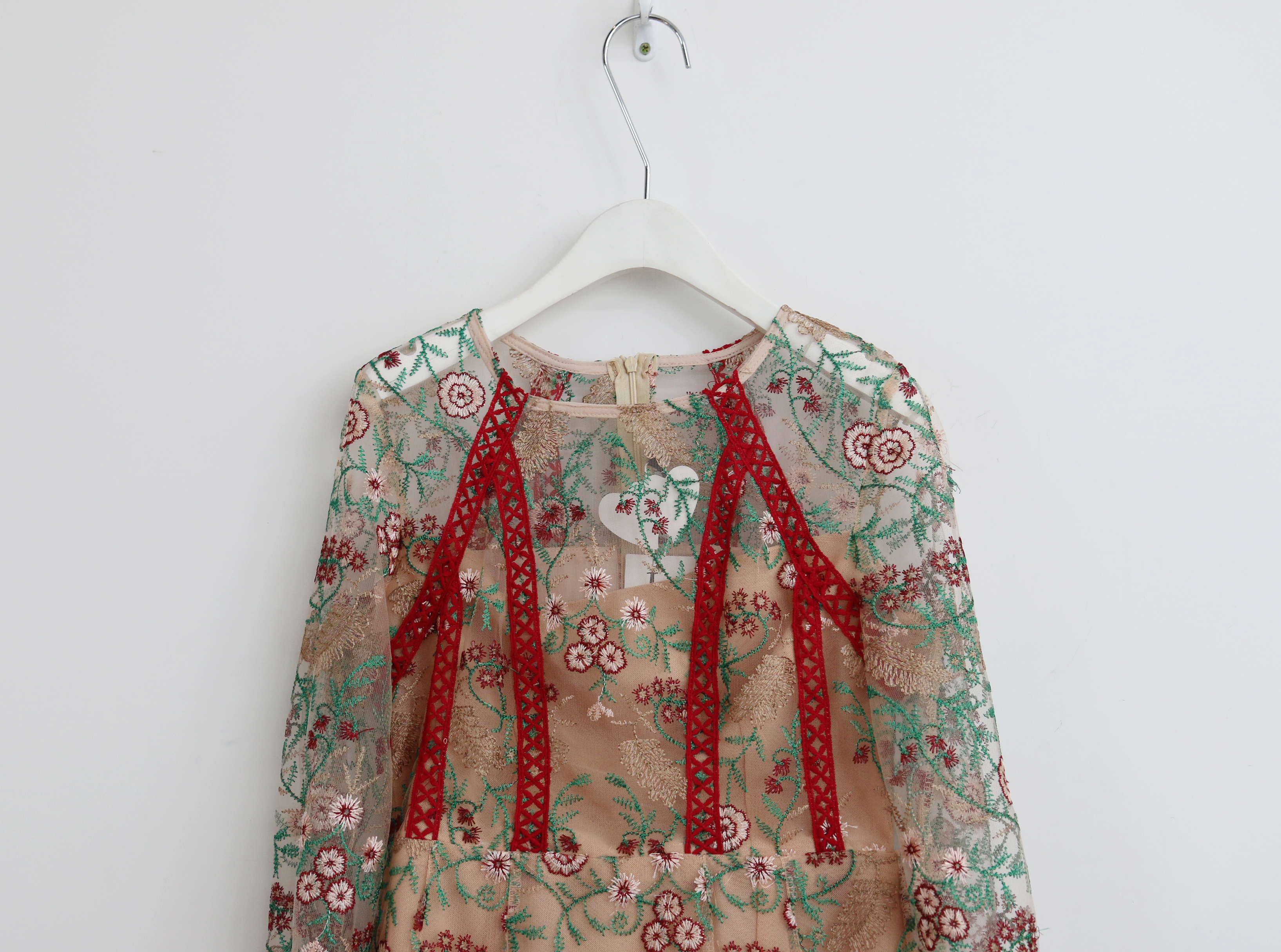 Baby pink embroidered dress Charming style Feminin