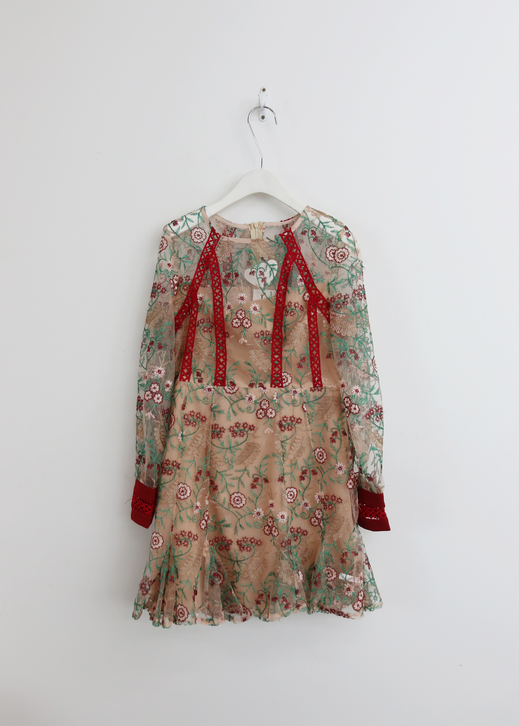 Baby pink embroidered dress Charming style Feminin