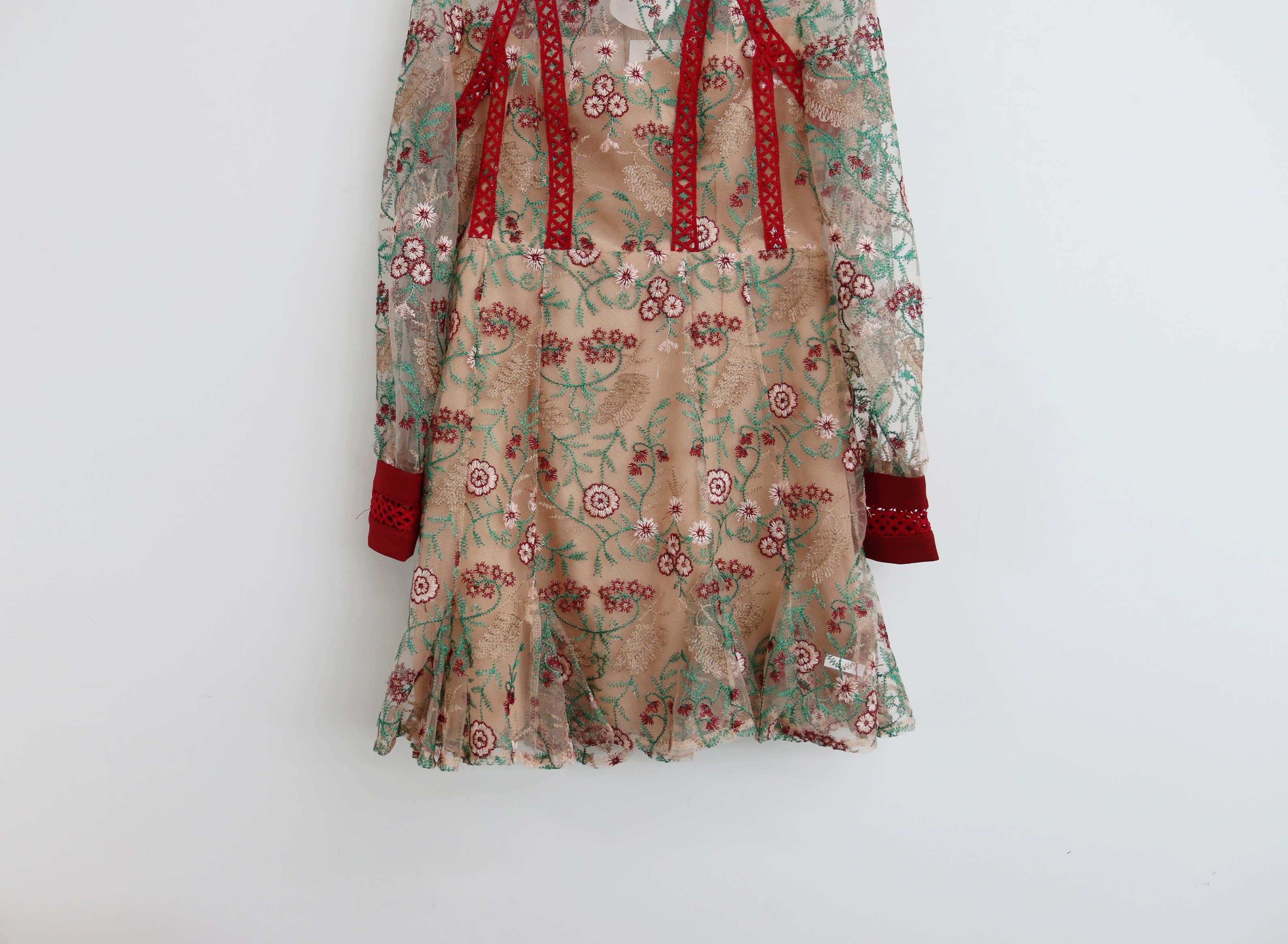 Baby pink embroidered dress Charming style Feminin