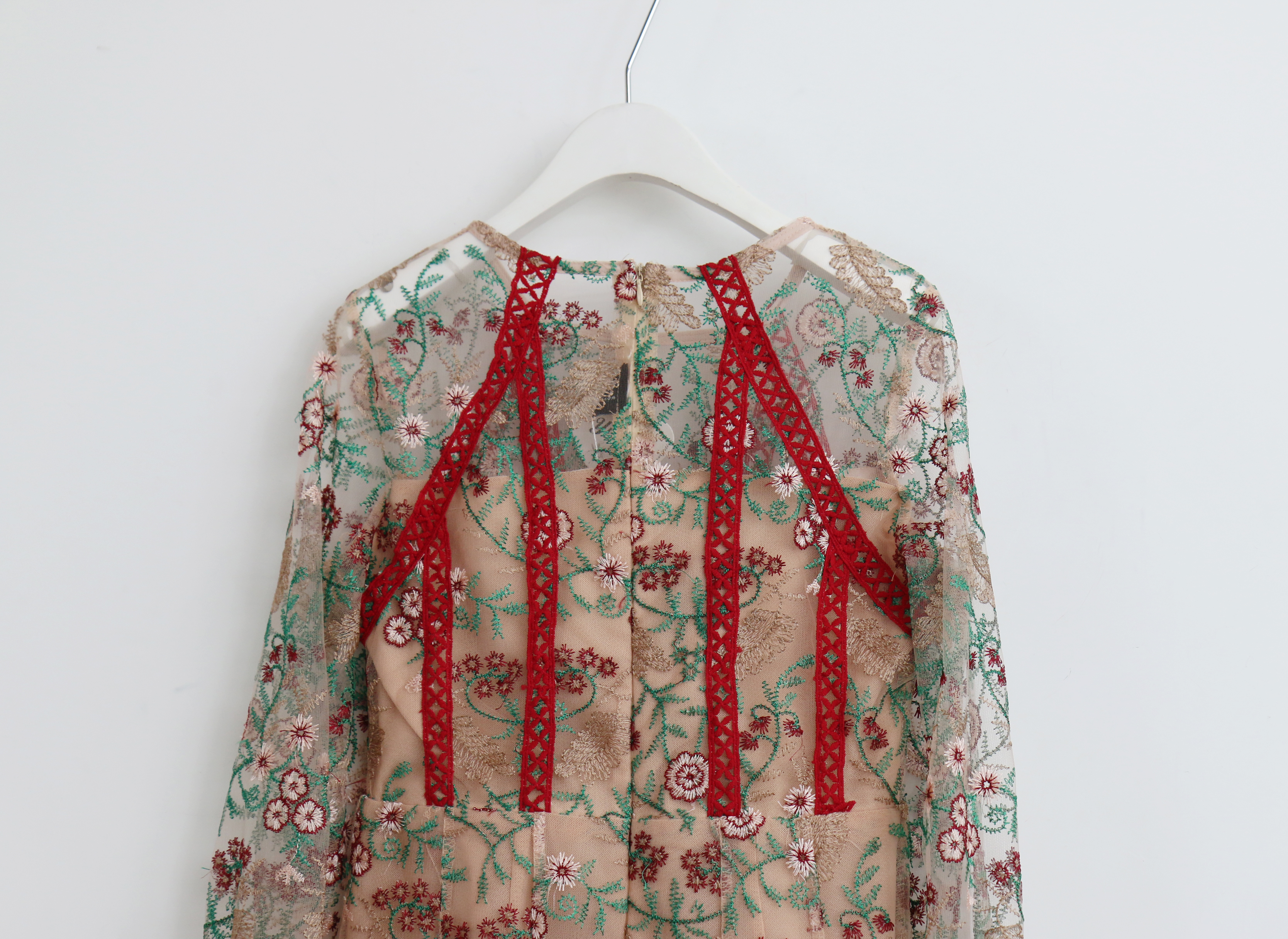 Baby pink embroidered dress Charming style Feminin