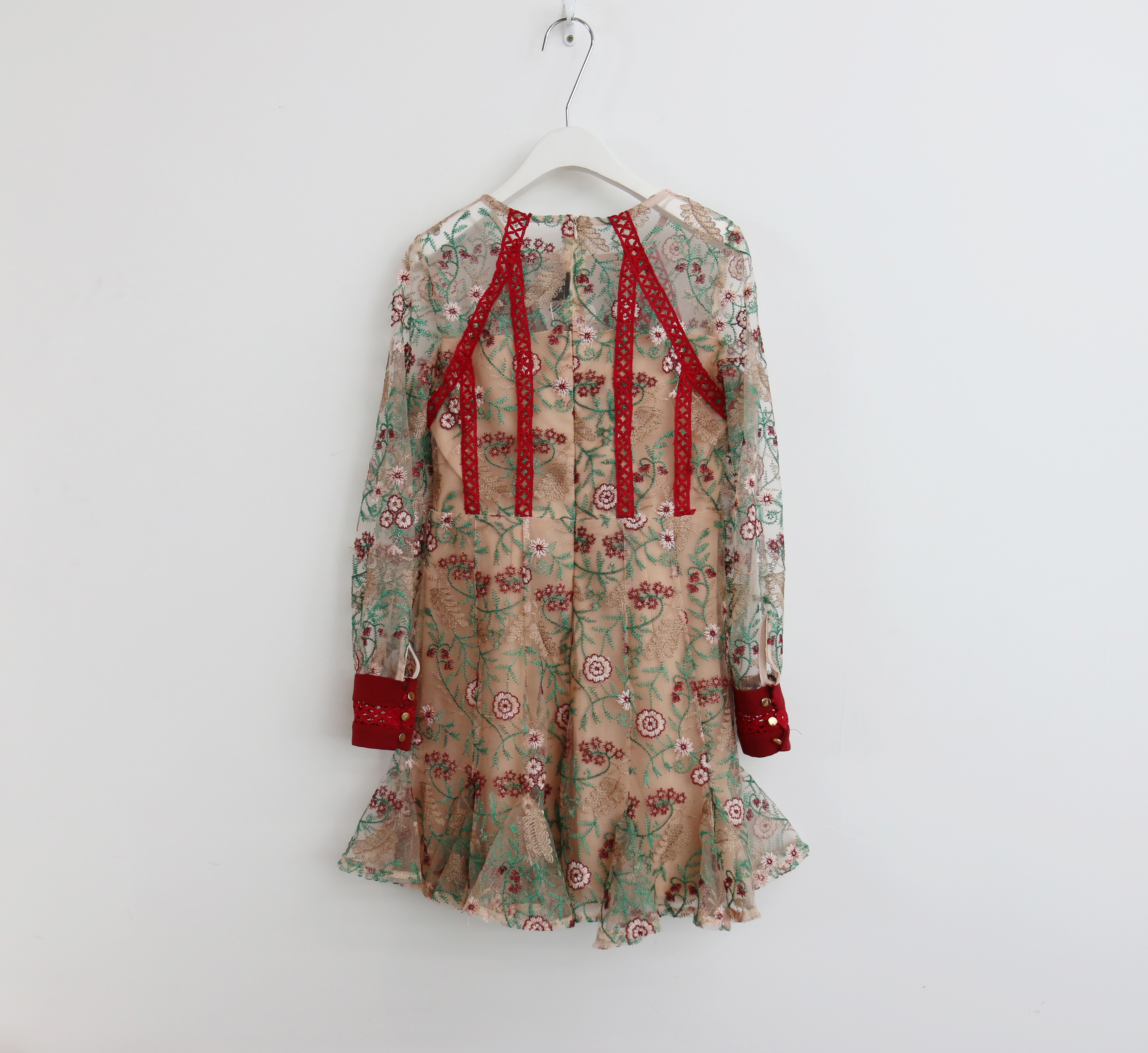 Baby pink embroidered dress Charming style Feminin