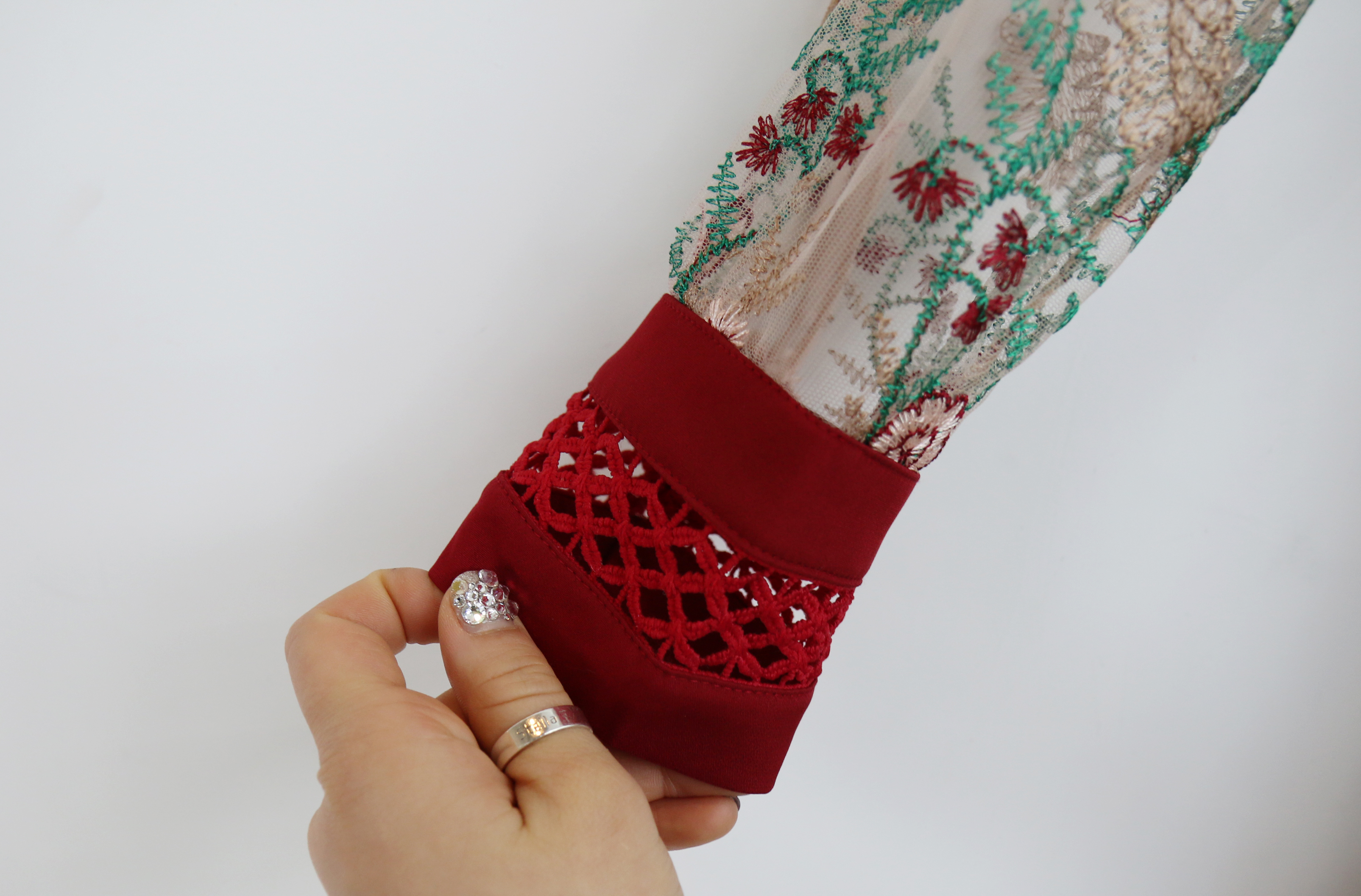 Baby pink embroidered dress Charming style Feminin