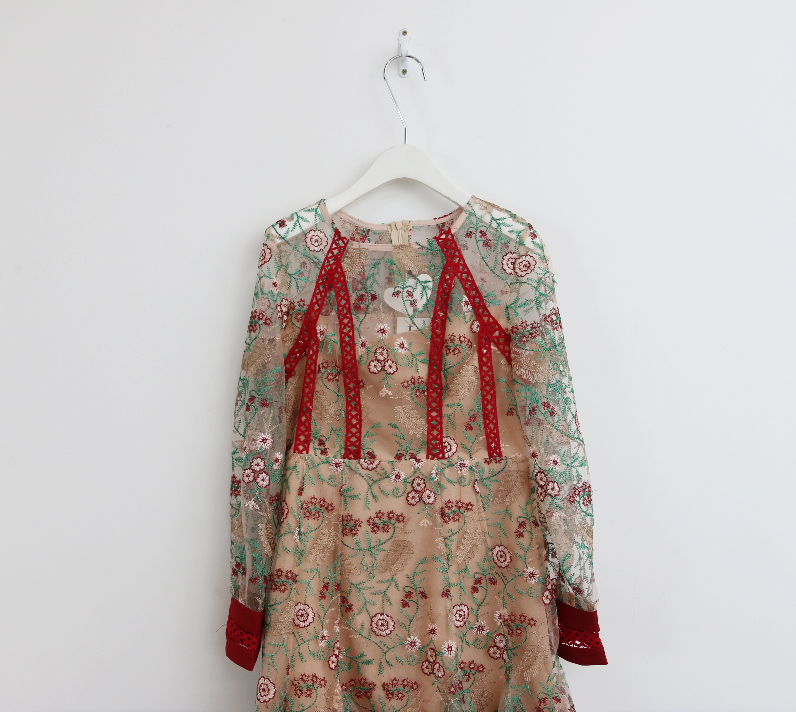 Baby pink embroidered dress Charming style Feminin