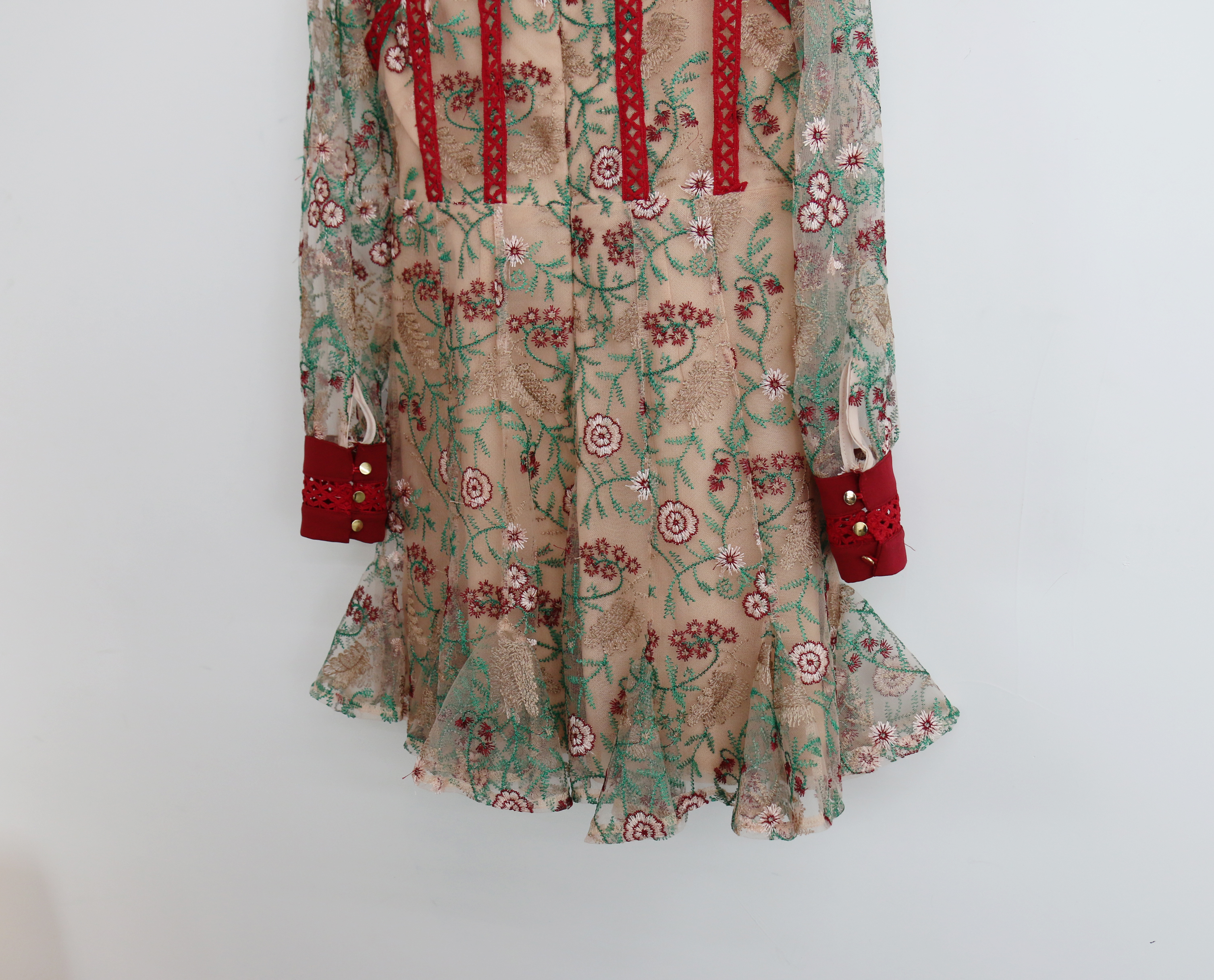 Baby pink embroidered dress Charming style Feminin