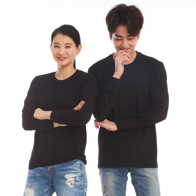 30수라운드면 검정 긴팔티셔츠 식당유니폼 카페 업소 가게티셔츠 단체티 홀서빙복 - 상세 이미지 4