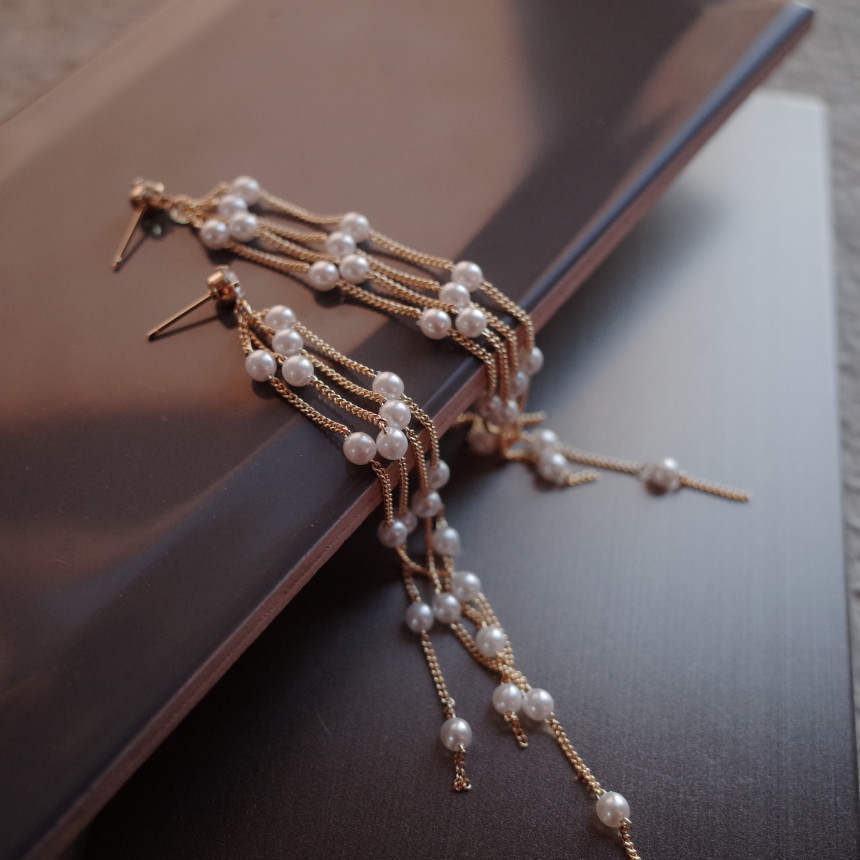 <b><p>NO.87 Rainy Day Pearl drop Stylish Chic Unique</p></b><b><p>NO.87 レイニーデイ パールドロップイヤリング スタイリッシュな シックな ユデザイン</p></b><br /><br /><p align='center'>