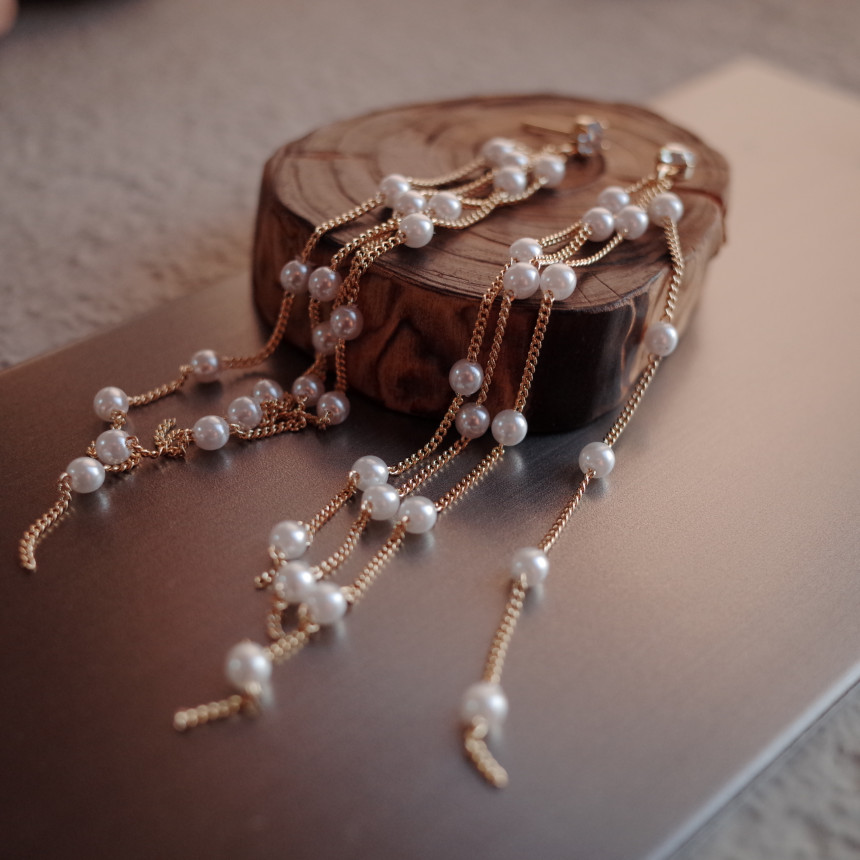 <b><p>NO.87 Rainy Day Pearl drop Stylish Chic Unique</p></b><b><p>NO.87 レイニーデイ パールドロップイヤリング スタイリッシュな シックな ユデザイン</p></b><br /><br /><p align='center'>