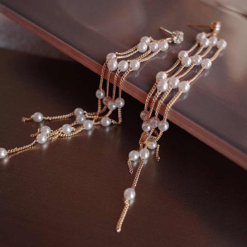 <b><p>NO.87 Rainy Day Pearl drop Stylish Chic Unique</p></b><b><p>NO.87 レイニーデイ パールドロップイヤリング スタイリッシュな シックな ユデザイン</p></b><br /><br /><p align='center'>