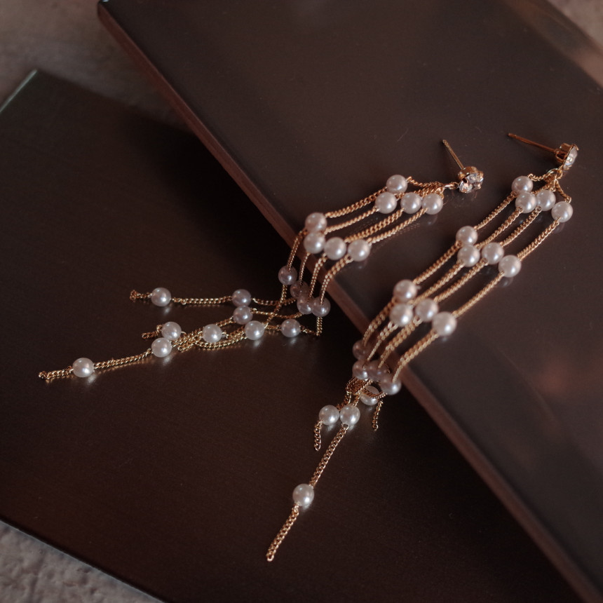 <b><p>NO.87 Rainy Day Pearl drop Stylish Chic Unique</p></b><b><p>NO.87 レイニーデイ パールドロップイヤリング スタイリッシュな シックな ユデザイン</p></b><br /><br /><p align='center'>