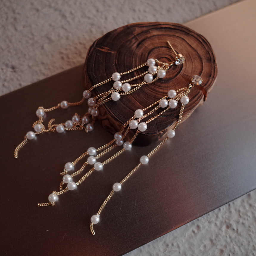 <b><p>NO.87 Rainy Day Pearl drop Stylish Chic Unique</p></b><b><p>NO.87 レイニーデイ パールドロップイヤリング スタイリッシュな シックな ユデザイン</p></b><br /><br /><p align='center'>