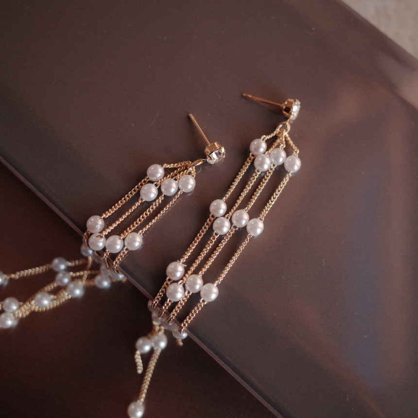 <b><p>NO.87 Rainy Day Pearl drop Stylish Chic Unique</p></b><b><p>NO.87 レイニーデイ パールドロップイヤリング スタイリッシュな シックな ユデザイン</p></b><br /><br /><p align='center'>