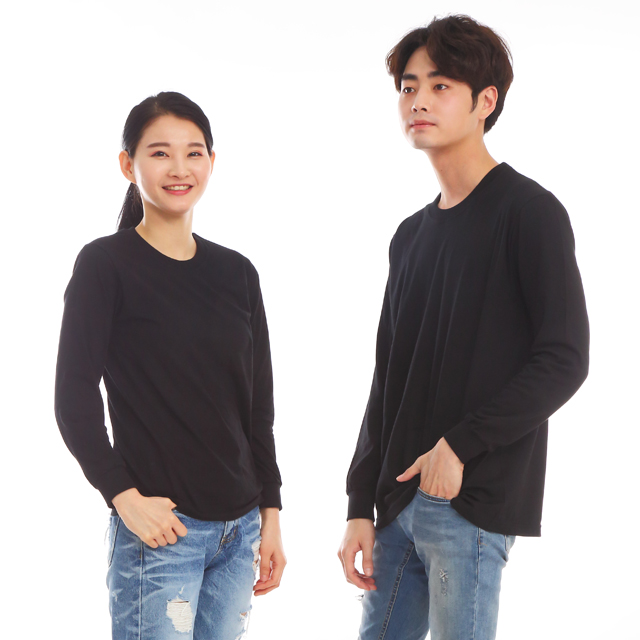 30수라운드면 검정 긴팔티셔츠 식당유니폼 카페 업소 가게티셔츠 단체티 홀서빙복 - 상세 이미지 2