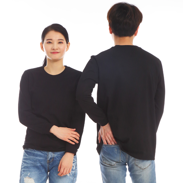 30수라운드면 검정 긴팔티셔츠 식당유니폼 카페 업소 가게티셔츠 단체티 홀서빙복 - 상세 이미지 3