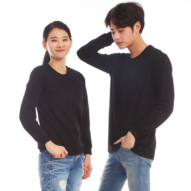 30수라운드면 검정 긴팔티셔츠 식당유니폼 카페 업소 가게티셔츠 단체티 홀서빙복 - 상세 이미지 5