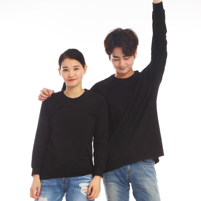 30수라운드면 검정 긴팔티셔츠 식당유니폼 카페 업소 가게티셔츠 단체티 홀서빙복 이미지 6