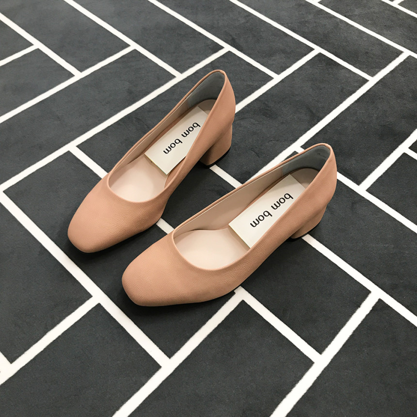 <b><p>Mourning Korean Rnd nose Middle heel pump</p></b><b><p>無排 韓国語 円形の鼻 ミドルヒール パンプス 靴 きれいな 簡単スタイル シル</p></b><br /><br /><p align='center'>