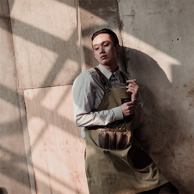 칸데오레더 하이드 카키 공방 미용실 카페 미용사 바리스타 앞치마 가죽 꽃집 앞치마