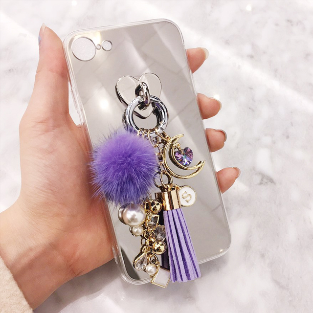 <b><p>Galaxy Note Pom foam Initi Keyring Tassel</p></b><b><p>ギャラクシーノート8ポンポンがイニシャルキーリングタッセルケースiPhone 8のガールフレンドの贈</p></b><br /><br /><p align='center'>