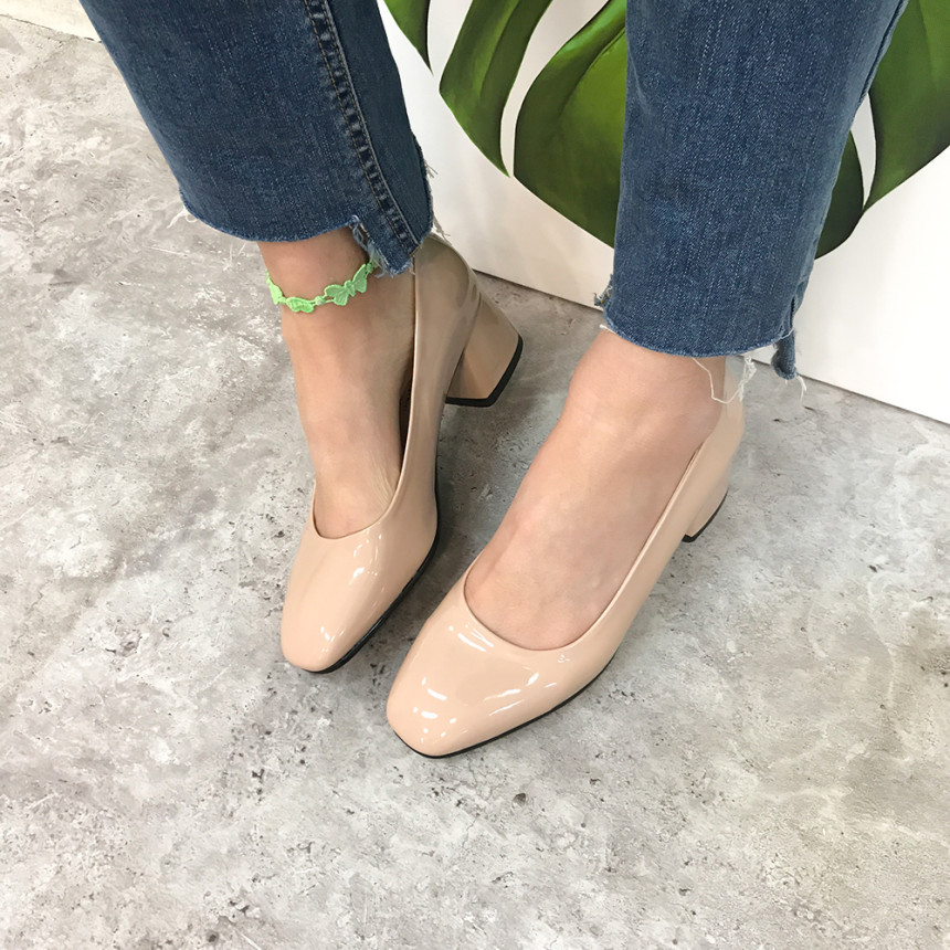 <b><p>Mourning Korean Rnd nose Middle heel pump</p></b><b><p>無排 韓国語 円形の鼻 ミドルヒール パンプス 靴 きれいな 簡単スタイル シル</p></b><br /><br /><p align='center'>