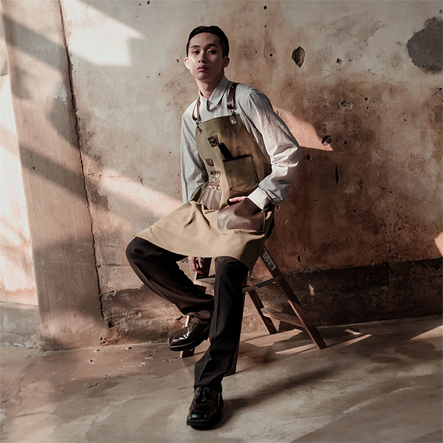 칸데오레더 하이드 카키 공방 미용실 카페 미용사 바리스타 앞치마 가죽 꽃집 앞치마