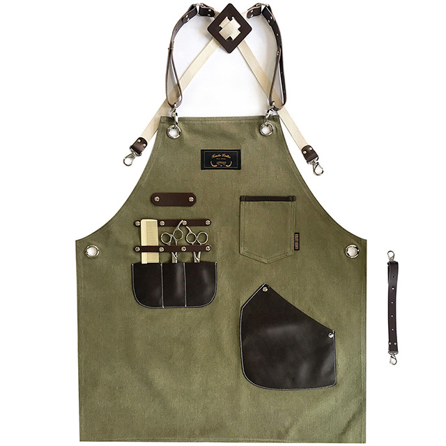 칸데오레더 하이드 카키 공방 미용실 카페 미용사 바리스타 앞치마 가죽 꽃집 앞치마