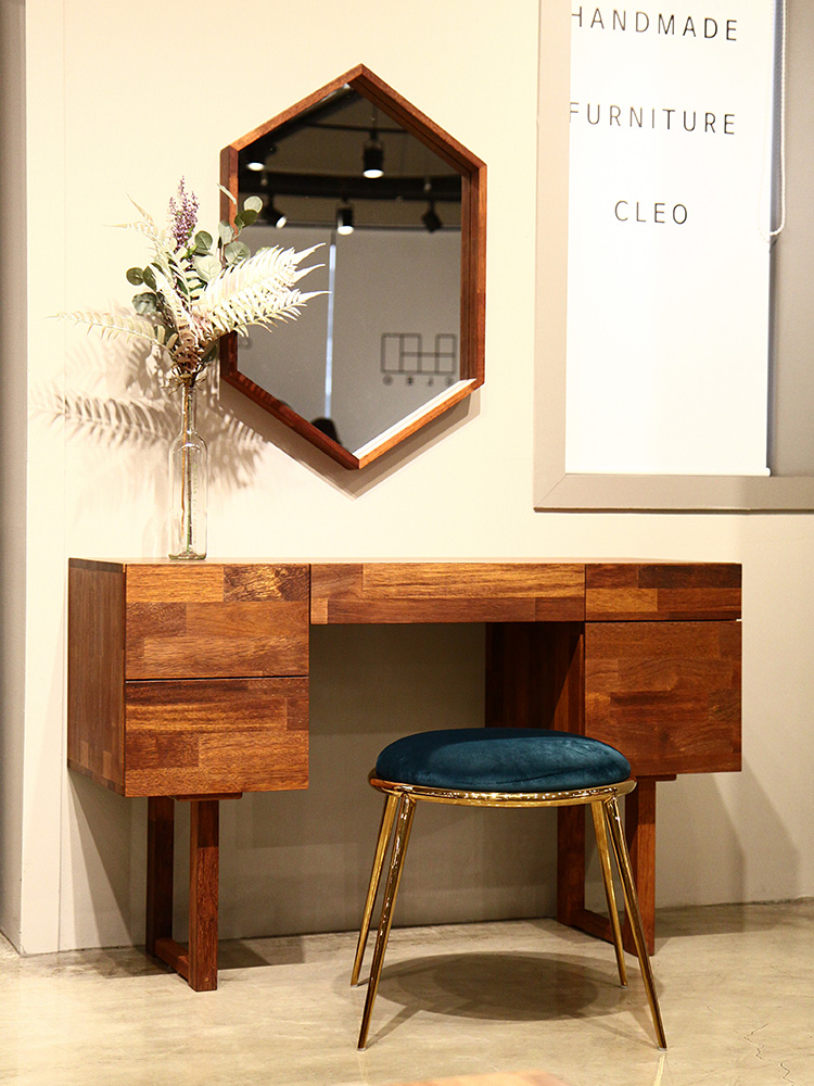 Amber 멀바우 원목 서랍형 화장대 원목거울 세트 CL072