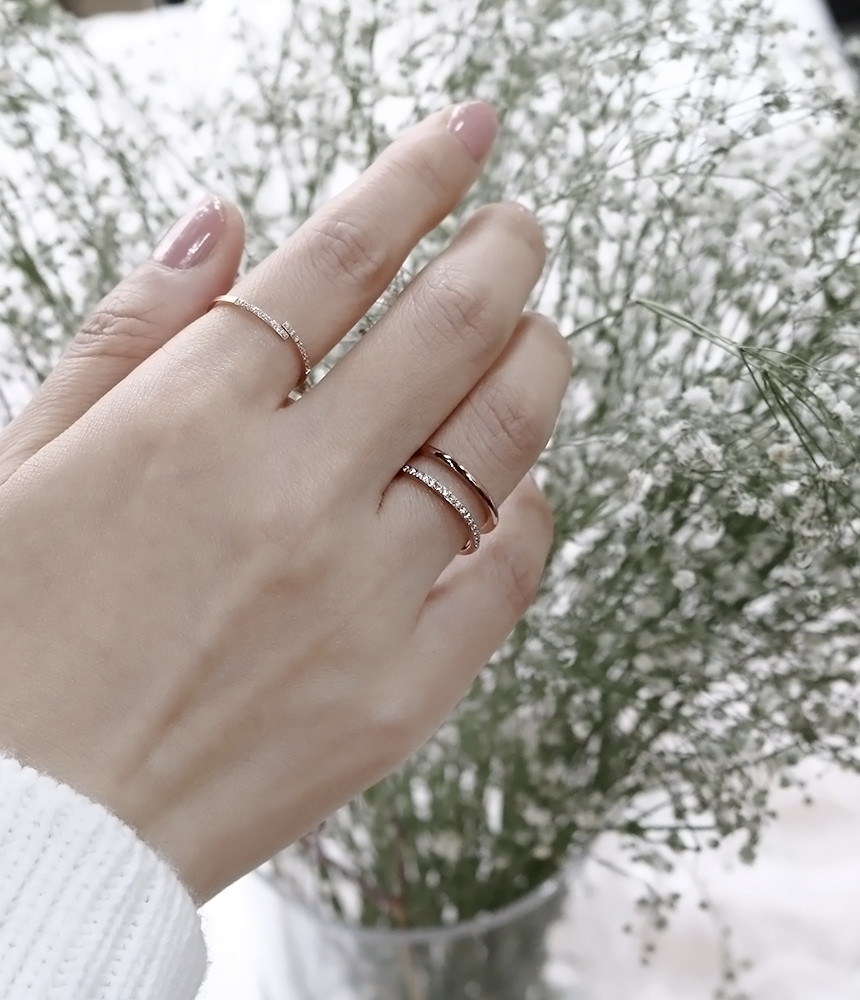 <b><p>Layered Two-line cubic Surge Steel titanium</p></b><b><p>重ね着 二行キュービック 書かれているカールスチール リング チタン デイリー スリム</p></b><br /><br /><p align='center'>