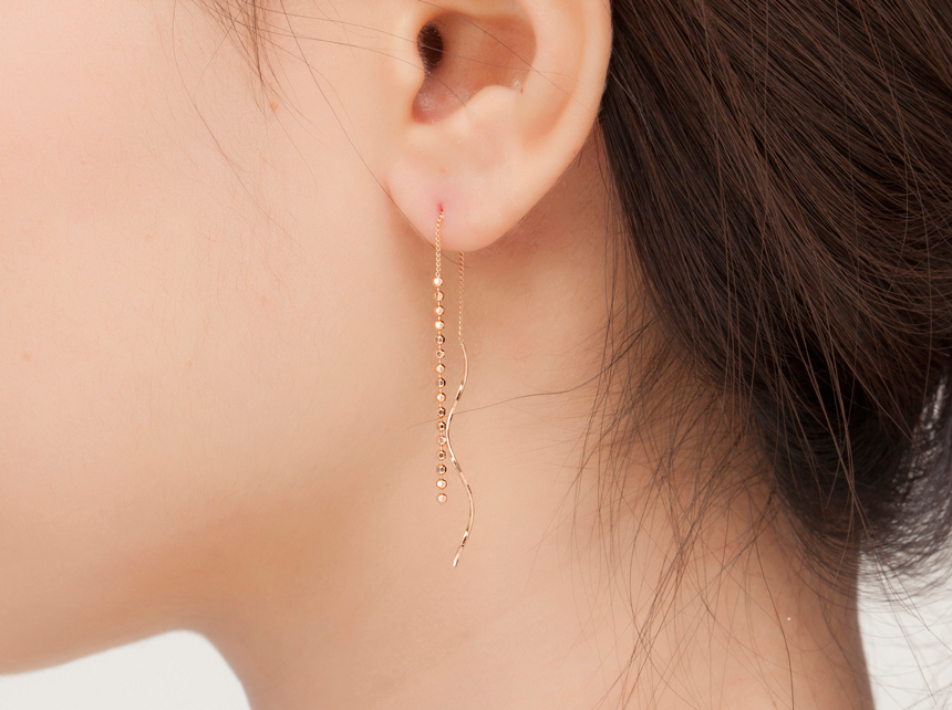 <b><p>14k rose wave Dp earring Women's gold</p></b><b><p>14k ローズ ウェーブ ドロップ イヤリング 女性の金 きれいな 整頓された K唾液</p></b><br /><br /><p align='center'>