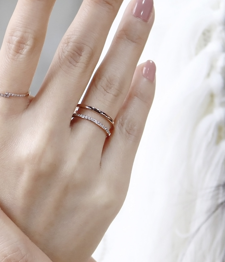 <b><p>Layered Two-line cubic Surge Steel titanium</p></b><b><p>重ね着 二行キュービック 書かれているカールスチール リング チタン デイリー スリム</p></b><br /><br /><p align='center'>